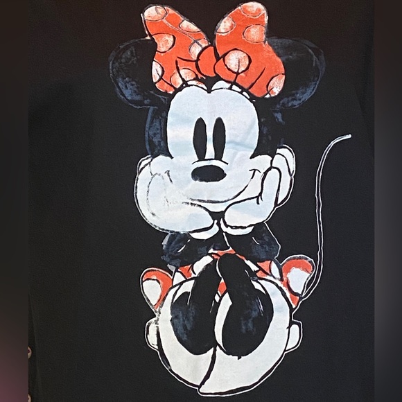 Disney Minnie Mouse Distressed Graphic Tee Shirt T-Shirt Top Black Sz Large NWT - Picture 2 of 4
